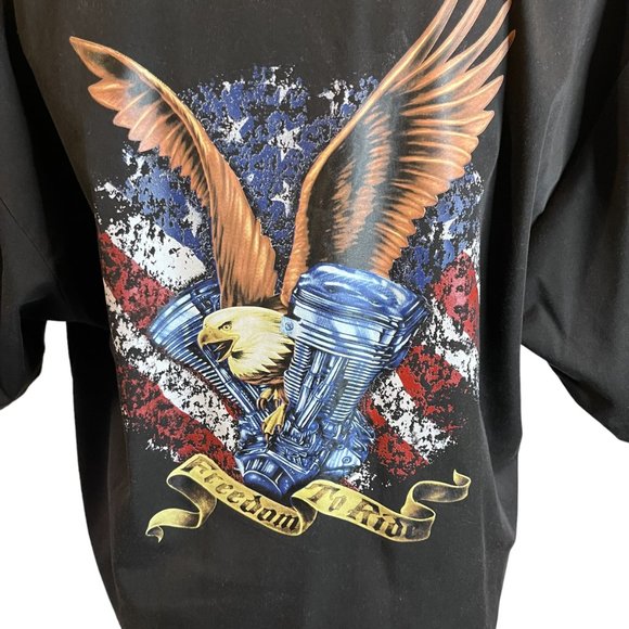 Dragon Fly Motorcycle Mens Black Button Up Shirt USA Garage Free To Ride Size M - Picture 5 of 12